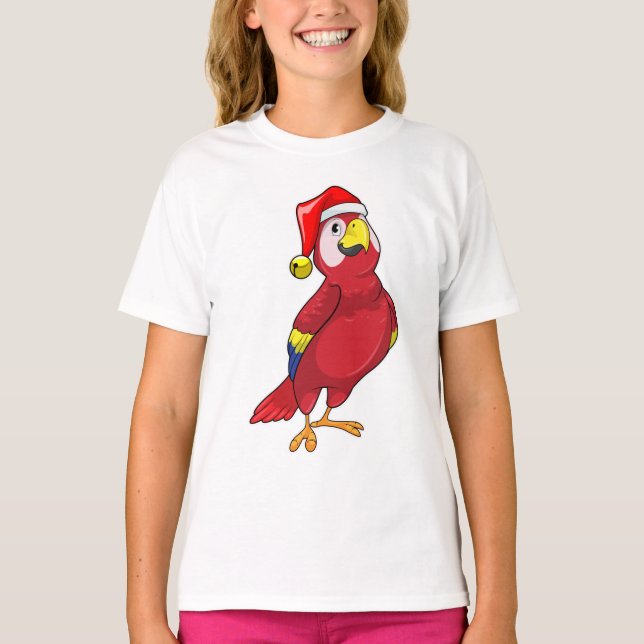 Parrot med Santa hat T Shirt (Framsida)