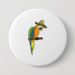 Parrot med straw hat knapp