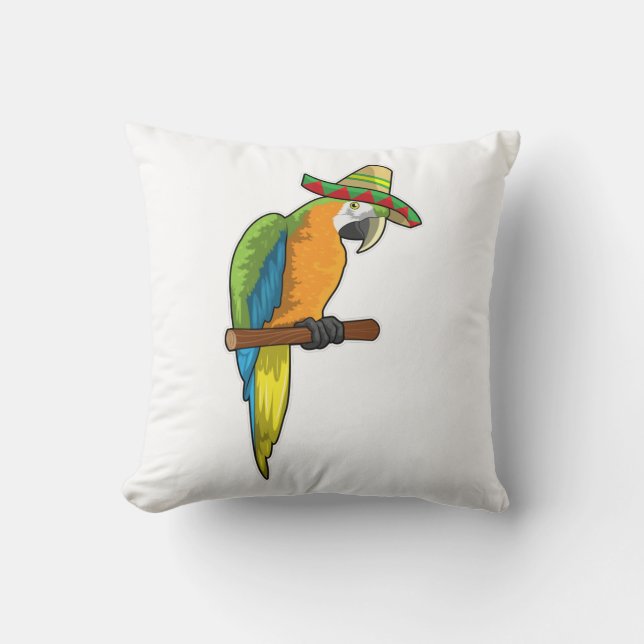 Parrot med straw hat kudde (Framsida)