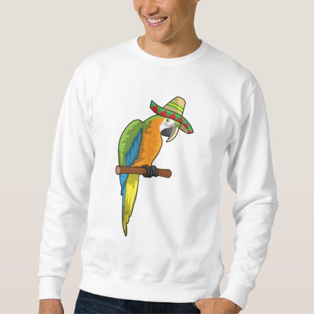 Parrot med straw hat lång ärmad tröja (Framsida)