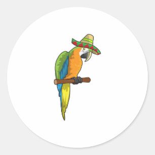 Parrot med straw hat runt klistermärke