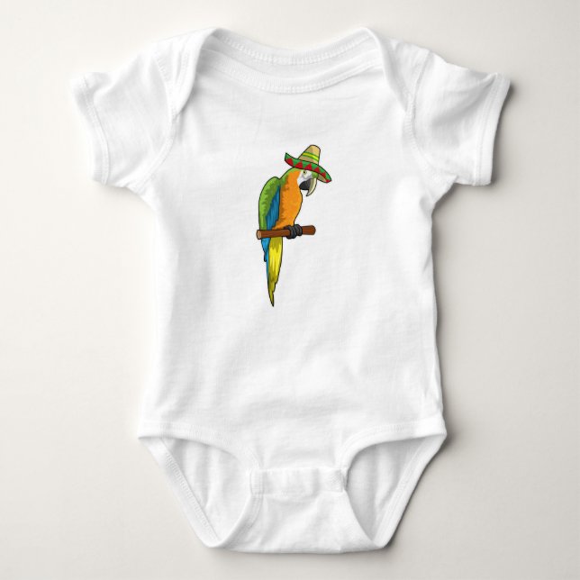 Parrot med straw hat t shirt (Framsida)