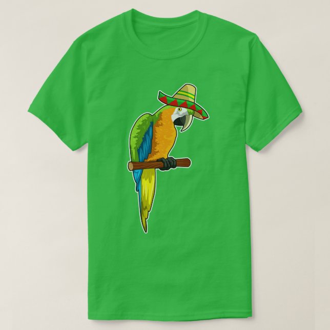 Parrot med straw hat t shirt (Design framsida)