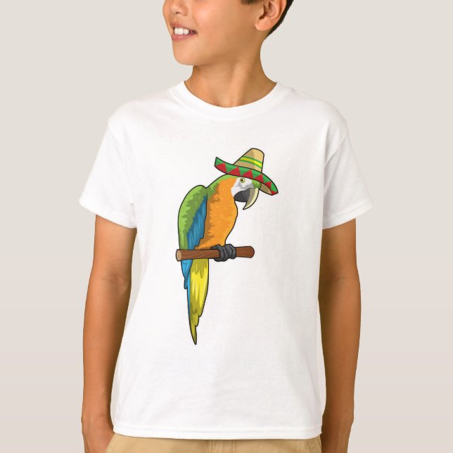 Parrot med straw hat t shirt (Framsida)