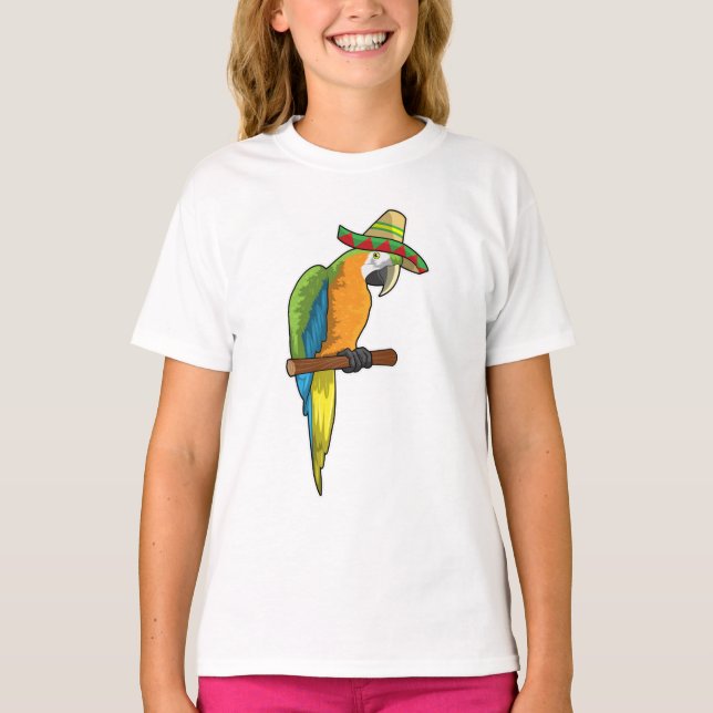 Parrot med straw hat t shirt (Framsida)