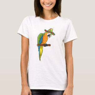 Parrot med straw hat t shirt
