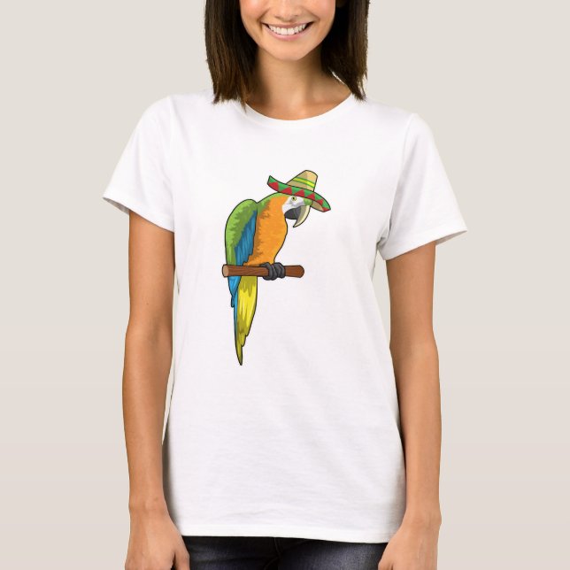Parrot med straw hat t shirt (Framsida)