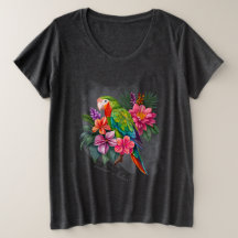 Parrot med tropiska blommor - Embrace Nature