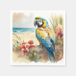 Parrot med tropiska blommor pappersservett