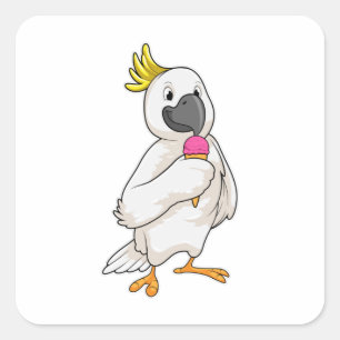 Parrot med Waffle glass Fyrkantigt Klistermärke
