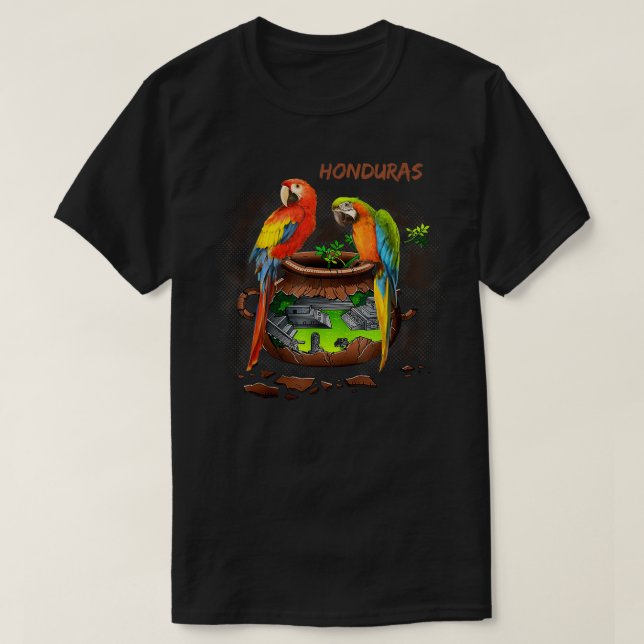 Parrot Message Speaking Honduras Copan Loros T Shirt (Design framsida)