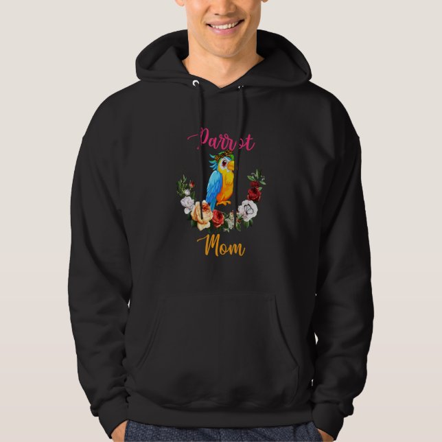 Parrot Mom Floral Parrot Bow Tie Lover Mother's Da Hoodie (Framsida)