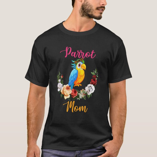 Parrot Mom Floral Parrot Bow Tie Lover Mother's Da T Shirt (Framsida)