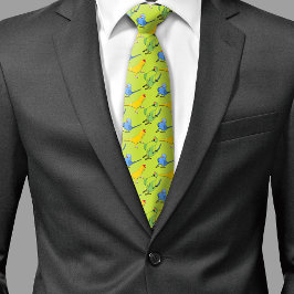 Parrot Mönster Indiska Ringhals-Grönten Bird Älska Slips