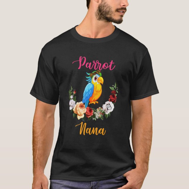 Parrot Nana Floral Parrot Bow Tie Lover Mother's D T Shirt (Framsida)