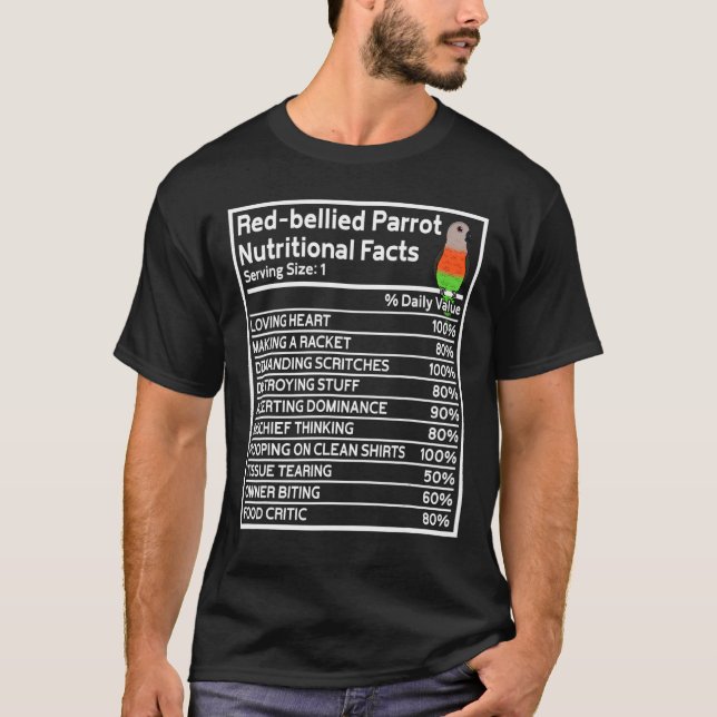 Parrot Näringsfenomen I Röda belliderade papegoja T Shirt (Framsida)