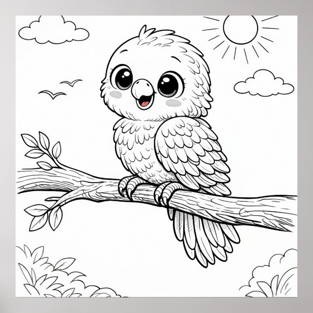 Parrot Nursery Kids Coloring Page  Poster (Framsidan)