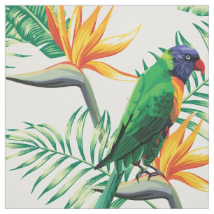 Parrot och blommor tyg
