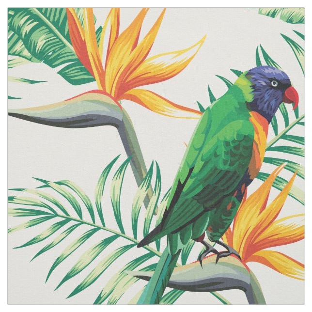 Parrot och blommor tyg (Provkarta)