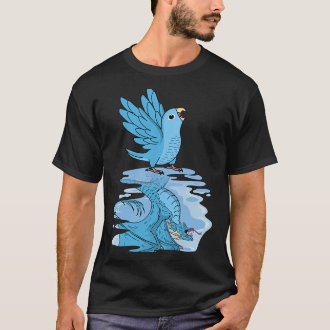 Parrot och Dragon Reflection I Blue Parrotlet T Shirt (Framsida)