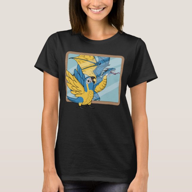 Parrot och Dragon Reflection I Blue-thrope Macaw T Shirt (Framsida)