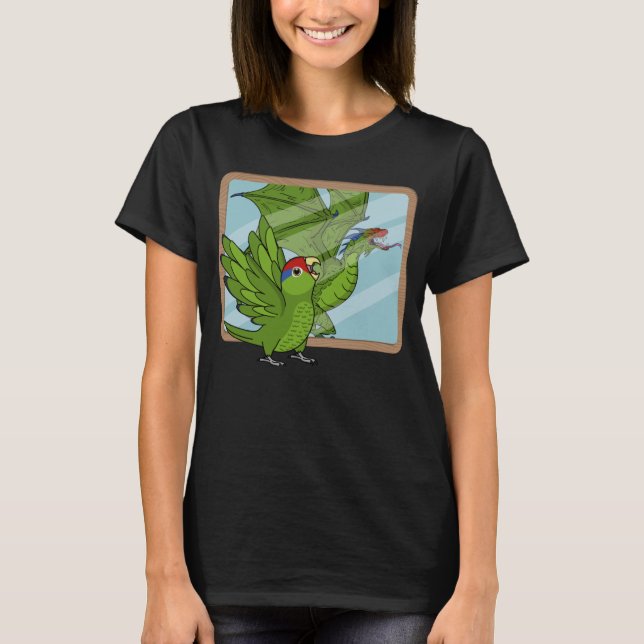 Parrot och Dragon Reflection I Mexican Red Head Am T Shirt (Framsida)