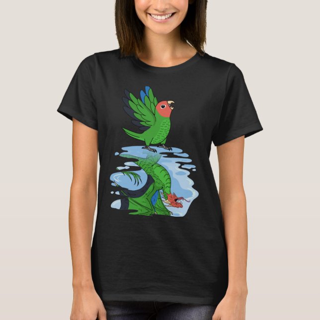 Parrot och Dragon Reflection I Rosy möttes Grönt K T Shirt (Framsida)