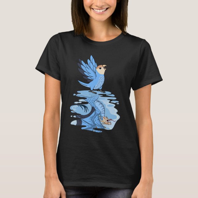 Parrot och draken reflektion I Perfekt Blå Kärlek T Shirt (Framsida)