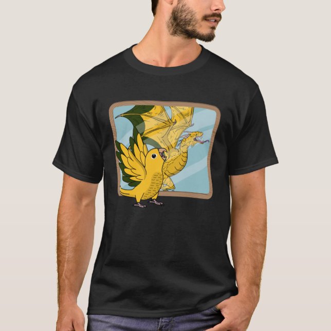 Parrot och draken Refltion I Golden Conure 1 T Shirt (Framsida)