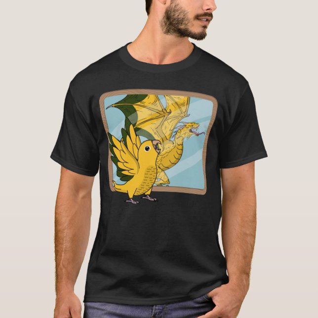 Parrot och draken Refltion I Golden Conure 1 T Shirt (Framsida)