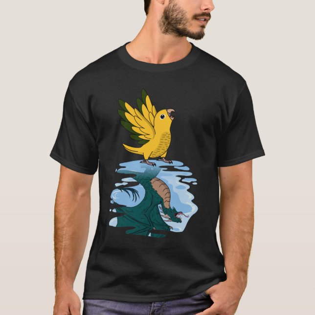 Parrot och draken Refltion I Golden Conure 2 T Shirt (Framsida)