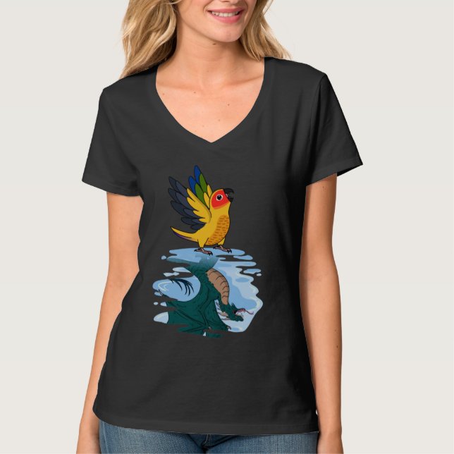 Parrot och draken Refltion I Sol Conure 2 T Shirt (Framsida)