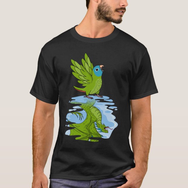 Parrot- och drakreflektion I blåkrönt konure T Shirt (Framsida)