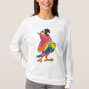 Parrot och kokonut med dricksstrå t shirt