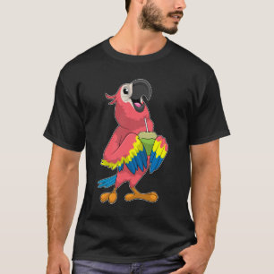 Parrot och kokonut med dricksstrå t shirt