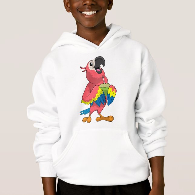 Parrot och kokonut med dricksstrå t shirt (Framsida)