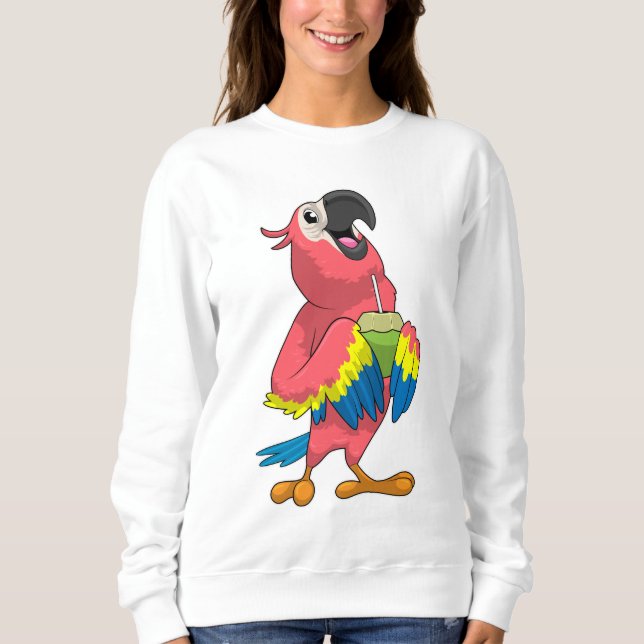 Parrot och kokonut med dricksstrå t shirt (Framsida)