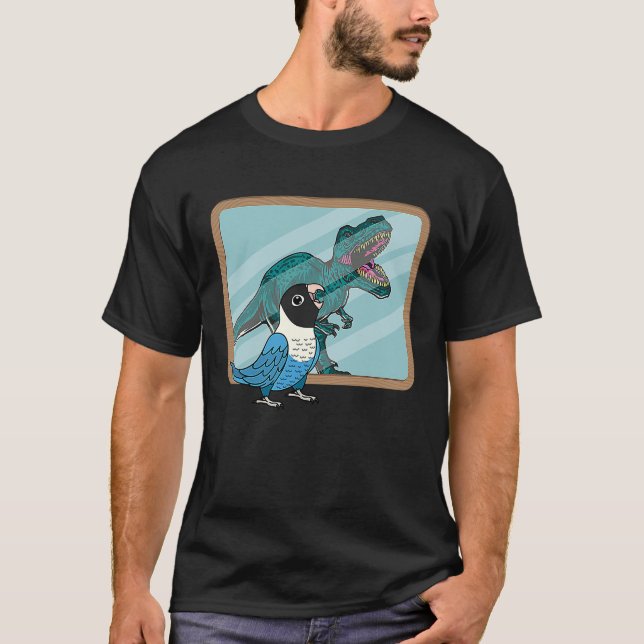 Parrot och Rex Reflection I Blue masked Lovebird T Shirt (Framsida)