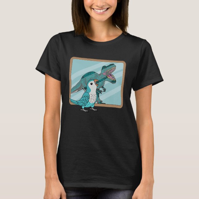 Parrot och Rex Refltion I Blue Munk Parakeet Quake T Shirt (Framsida)