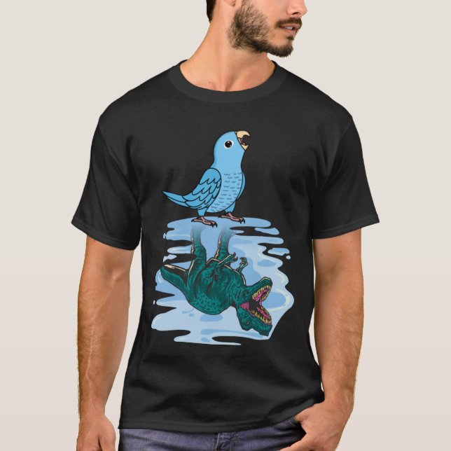 Parrot och Rex Refltion I Blue Parrotlet T Shirt (Framsida)
