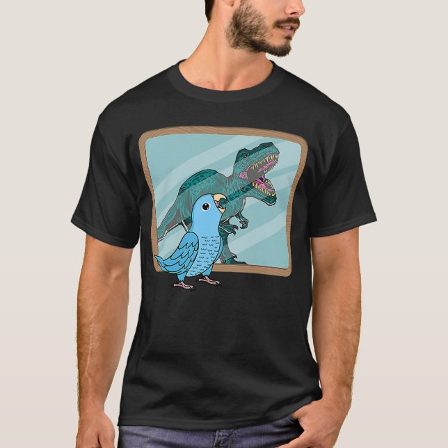 Parrot och Rex Refltion I Blue Parrotlet T Shirt (Framsida)