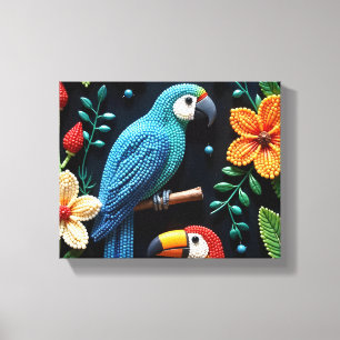 Parrot och Toucan i en avbruten skog Canvastryck