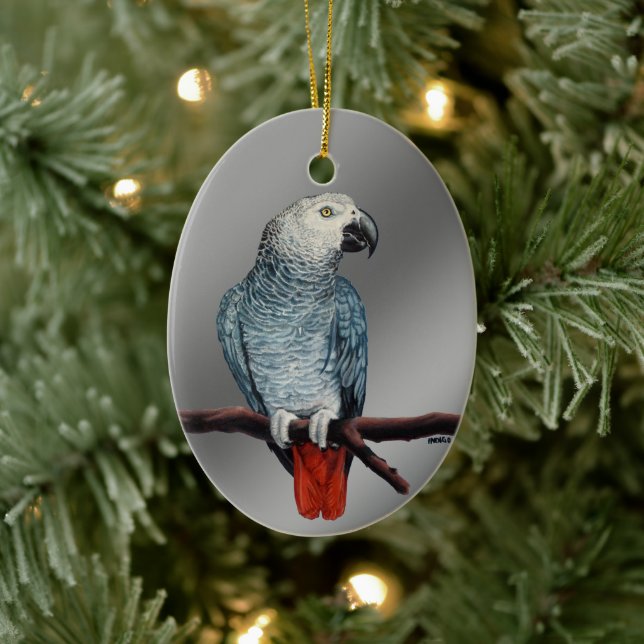 Parrot Ornament Personalize African Grått Ornament (Träd)