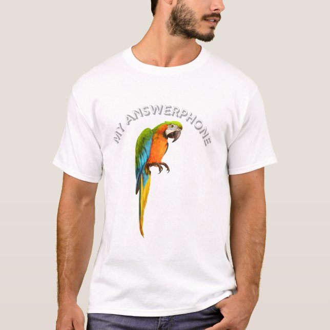 Parrot på en Perch - Min svarstelefon T Shirt (Framsida)