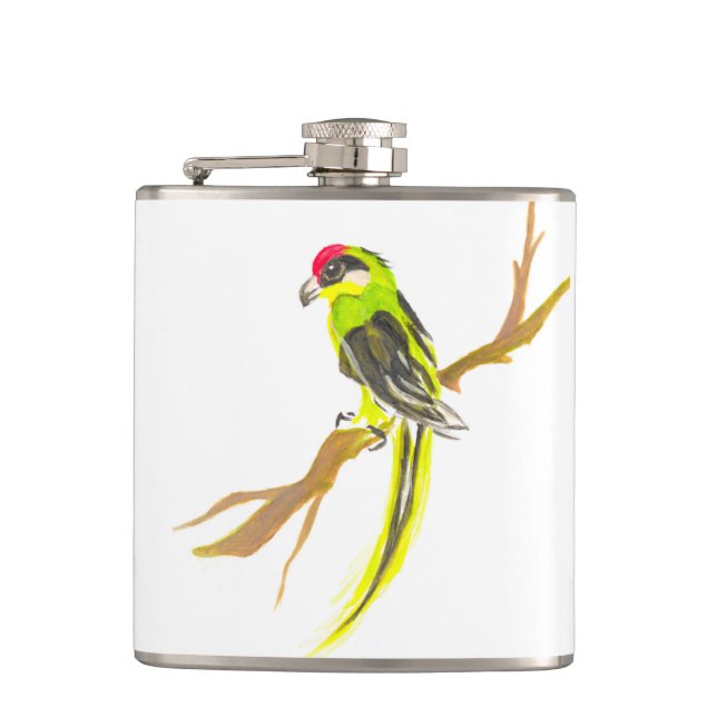 Parrot på gren. Vattenfärgmålning. China konst Fickplunta (Framsidan)