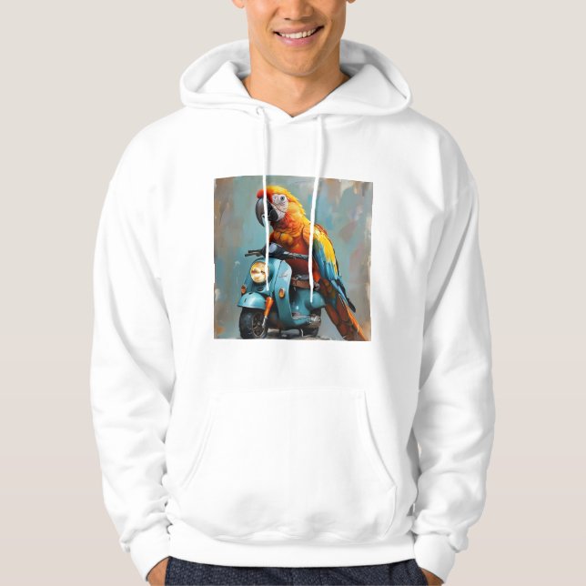 Parrot på motorcykel hoodie (Framsida)