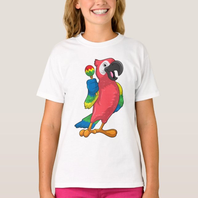 Parrot på Music med Maracas T Shirt (Framsida)