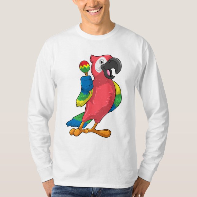 Parrot på Music med Maracas T Shirt (Framsida)