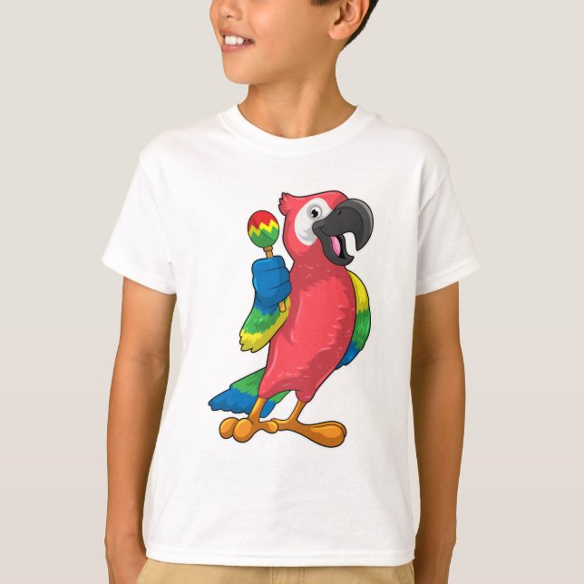 Parrot på Music med Maracas T Shirt (Framsida)