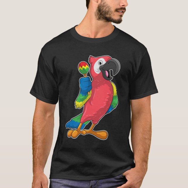 Parrot på Music med Maracas T Shirt (Framsida)